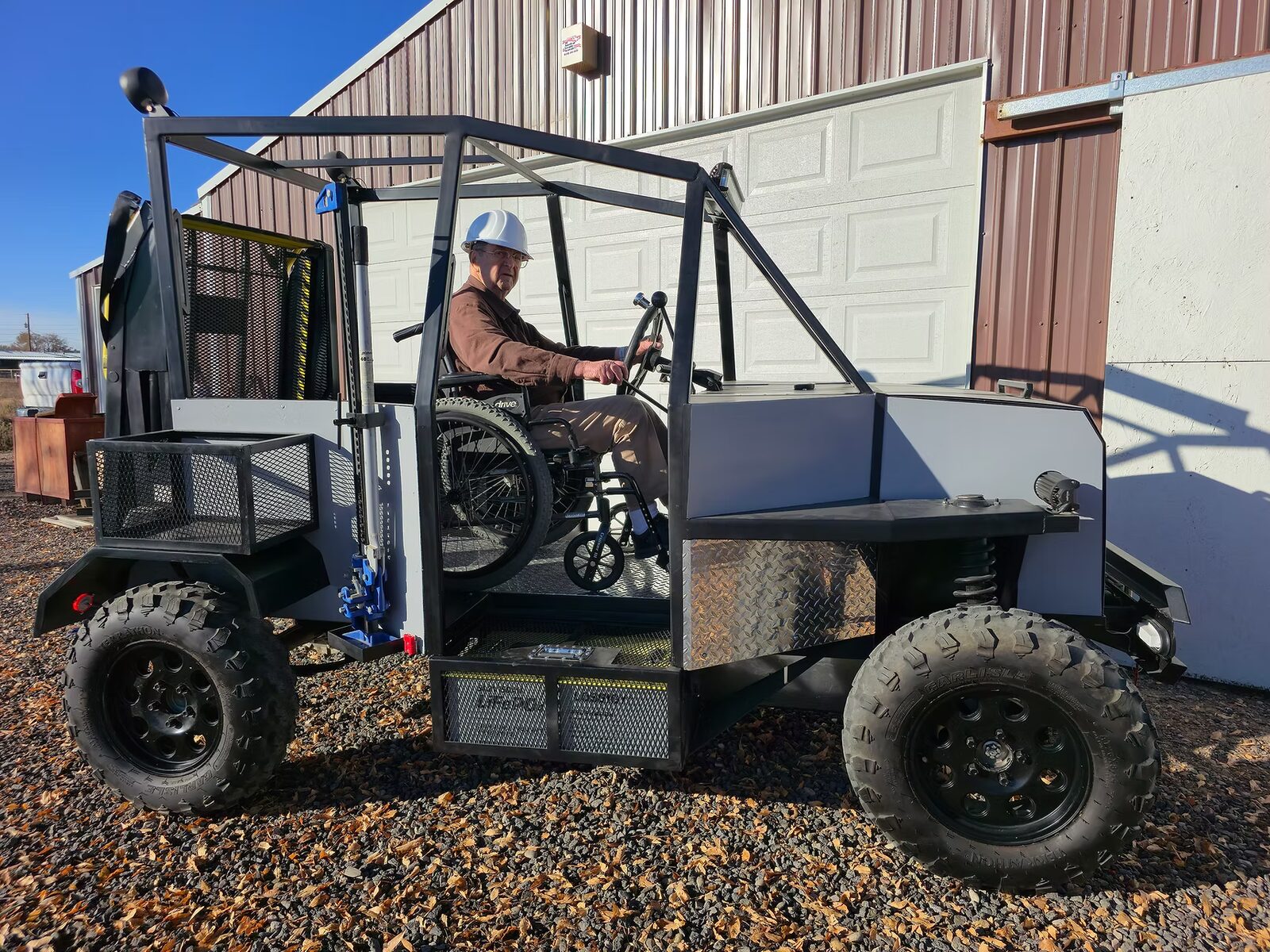 Portrait of a wheelchair user operating the Enabler 2.0